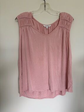 Liverpool Los Angeles Pink Sleeveless Blouse | Shirred Shoulder | Size L |